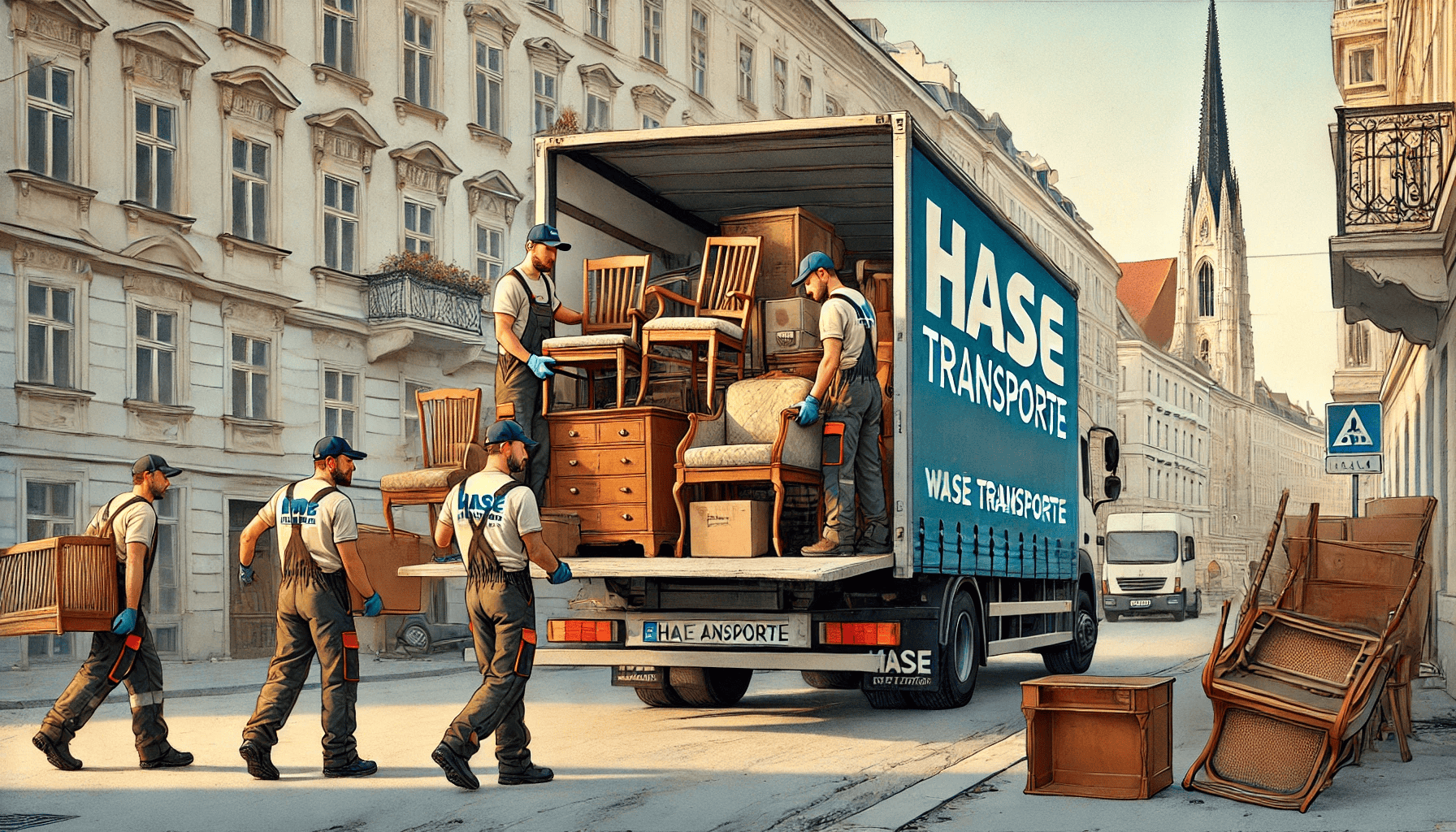 HASE Transporte-Mitarbeiter beim Abholen alter Möbel in Wien